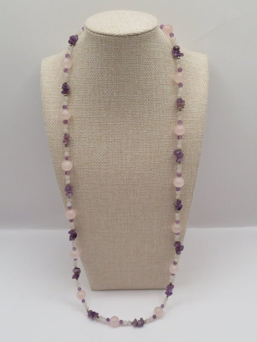 Rose Quartz and Amethyst Beaded Necklace